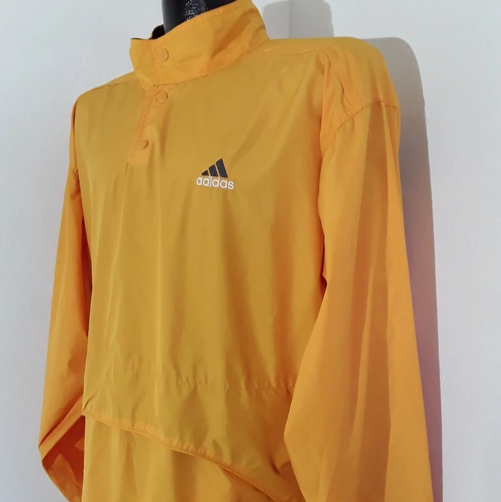Vintage Adidas men  orange long sleeve polyester jacket snap size XL